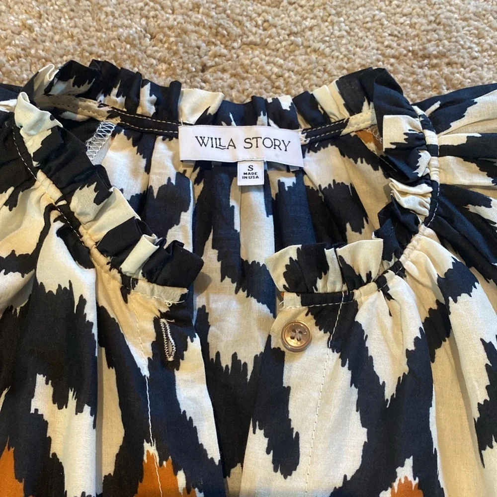 Anthropologie Willa Storey Meg Top Blouse Puff L/S Cotton Button Up Shirt SMALL